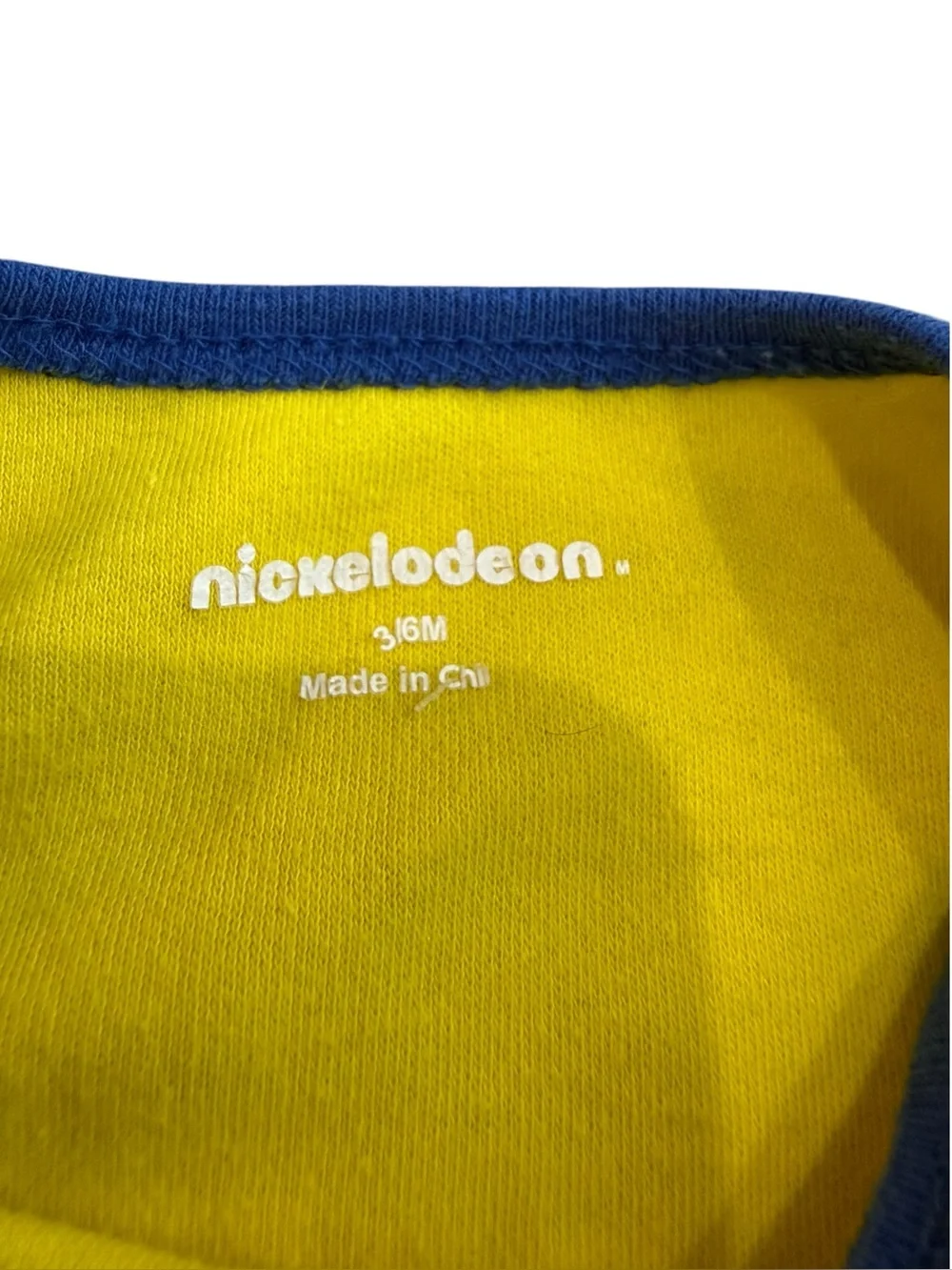Nickelodeon SpongeBob Yellow Blue Long Sleeve Baby Bodysuit 3-6 Months